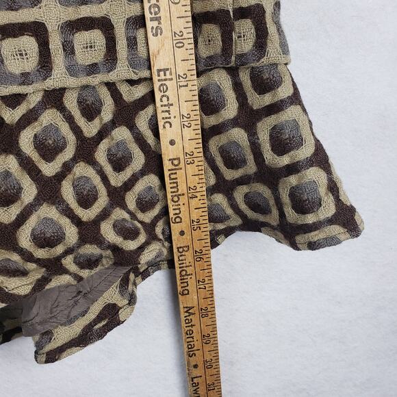 Vintage Casch‎ Women's EU 40 Geo Print Flared Wool Skirt Brown Tan Go-Go Mod - Picture 6 of 11